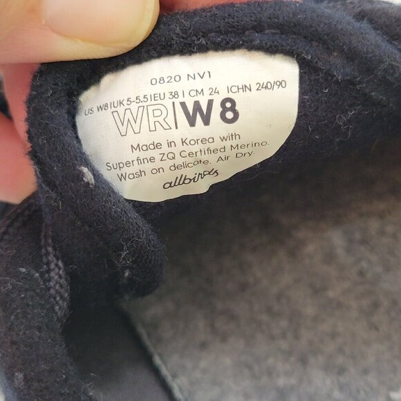 Allbirds Wool Runners Womens Size 8 Sneakers WR Athletic Shoes Navy Blue - Picture 9 of 9